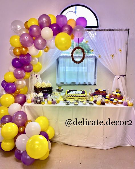 Purple And Yellow Balloons, Purple And Yellow Balloon Arch, Purple And Yellow Decorations Parties, Purple And Yellow Baby Shower, Yellow Baby Shower Decorations, Conference Decor, Purple Birthday Decorations, Yellow Party Decorations, Yellow Birthday Parties