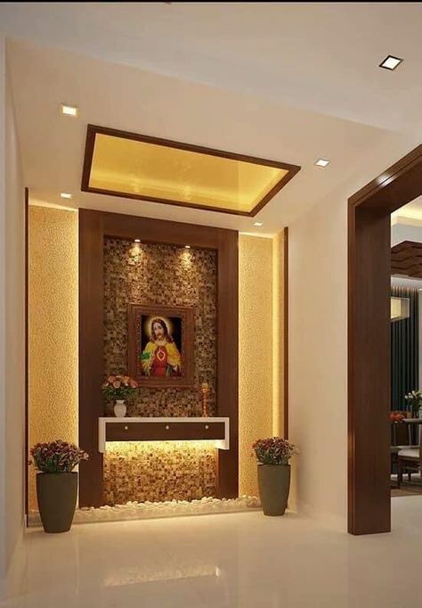 Prayer Area, Altar Catholic, Home Altar Catholic, Prayer Room Ideas, Altar Design, Altar Ideas, Temple Design For Home, Casa Country, Pooja Room Door Design