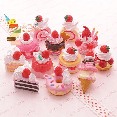 Kawaii Sweets, Cupcake Charms, Air Dry Clay Projects, Cute Snacks, Strawberry Cakes, Cute Polymer Clay, Little Cakes, Clay Food, Cute Clay