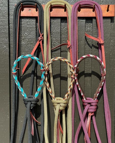 A little late in the day, but three perfectly good hackamores ready-to-ship 🤗💌💙 All are made to fit your regular cob/ quarter horse, but to be sure read the full description in the shop 🏬 #terraequine #hackamorehorse #handmadetack #hackamore #bitlessriding #tackshop #braidedtack #paracord550 #pferdemädchen💖 Loping Hackamore, Tack Shop, Western Tack, Western Horse Tack, Tack Room, Western Horse, Quarter Horse, Horse Tack, Handmade Leather