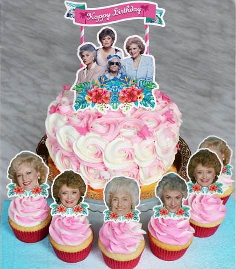 22pcs Golden Women Cake Topper Cupcake Toppers Birthday Party Supplies Cake Decorations Friend Theme | Patreon Golden Girls Cake Ideas, 50th Golden Birthday, Golden Girls Party, Girl Cupcakes, The Golden Girls, Golden Birthday, Girl Cake, Girl Cakes, Golden Girls