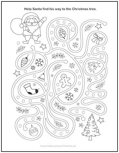 Help Santa find his way through the maze to the Christmas tree in this easy Santa’s Christmastime Maze for kids. Our printable mazes are a great way for kids to learn problem-solving skills, and they’re tons of fun to boot! Maze Kindergarten Worksheets, Christmas Maze Printable, Maze Worksheets For Kids, Simple Maze Worksheet, Christmas Maze, Maze For Kids, Mazes For Kids Printable, Maze Print, Maze Worksheet