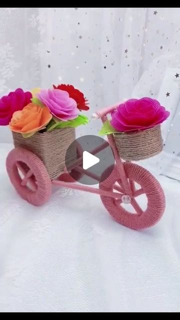 Itsy Bitsy Artsy I Art & Craft I Creative DIY on Instagram: "Unleashing creativity: A stunning bicycle crafted from cardboard, jute, and wool, now pedaling its way into stylish home decor! 🚲🌿🌸🌺✨ Please follow me @itsy_bitsy_23 #CraftedBicycle #UpcycledArt #HomeDecor #CardboardCraft #JuteDesign #WoolyWonders #HandmadeBeauty #ArtisticCycle #EcoFriendlyCraft #UniqueCreation #DIYInspiration #RecycledArt #CreativeCycles #SustainableLiving #ArtCraftLove #InnovativeDesign #HandcraftedJoy #HomeAccents #GreenCrafting #ArtisanCreations #RethinkReuse #DecorativeBike #CraftingMagic #ArtistryInEveryThread #UpcycleRevolution #HandmadeHaven" Bicycle Crafts, Garland Bedroom, Jute Crafts, Kraf Diy, Rope Crafts Diy, Paper Craft Diy Projects, Diy Paper Crafts Decoration, Orange Garland, Diy Crafts Paper Flowers