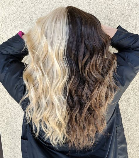 Hair by Kayla Macadaeg on Instagram: “🌼Keeping it Fresh🌼 Touching up @jacquilea.artistry 's super dope split hair, getting her ready for summer time 🥰 . . . @schwarzkopfusa…” Half Dyed Hair, Split Hair, Touch Up, Summer Time, Dyed Hair, Hair And Nails, Split, Long Hair Styles, Nails