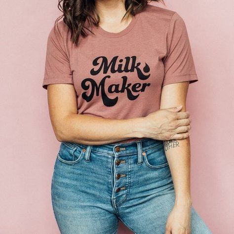 Breastfeeding Brand | The Little Milk Bar Milk Production Breastfeeding, Yellow Tees, Shirt Prints, Milk Bar, Silhouette Ideas, Mama Style, Perfect Baby Shower, Black Milk, Pink Tee