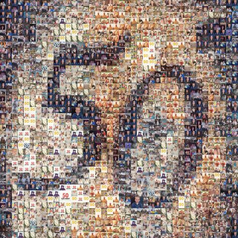 Mosaic for daughters 50th birthday Photoshop Tutorial Text, Photo Mosaic, Mosaic Ideas, Exhibition Display, 인물 사진, Mosaic Wall, Photoshop Tutorial, 50th Birthday, Art Director