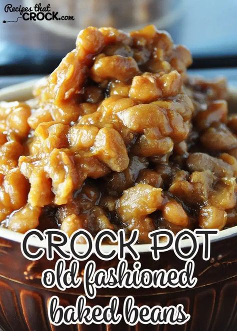 These Old Fashioned Crock Pot Baked Beans are a simple made-from-scratch recipe that is delicious! Old Fashioned Baked Beans Recipe, Grandma Browns Baked Beans Recipe, Beans In Crock Pot, Baked Beans Recipe Crockpot, Old Fashioned Baked Beans, Crock Pot Baked Beans, Beans Recipe Crockpot, Bake Beans, Baked Beans From Scratch