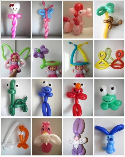 Balloon Artist Ideas, One Balloon Twisting, Ballon Modelling, Balloon Twisting Tutorial, Balloon Twisting Ideas, Bucket Balon, Balloon Sculptures Diy, Easy Balloon Animals, Balloon Crown