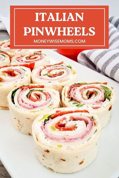 Rollup Appetizers, Rollups Appetizers, Italian Pinwheels, Potluck Bbq, Party Pinwheels, Deli Meat Recipes, Potluck Appetizers, Cold Finger Foods, Pinwheel Sandwiches