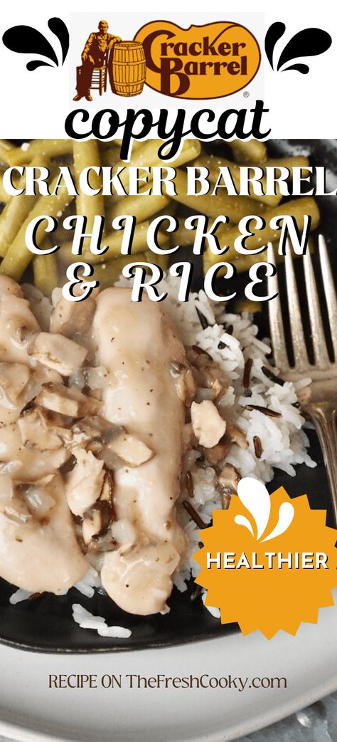 Make this easy and delicious, creamy Copycat Cracker Barrel Chicken and Rice Recipe today. 10 minute prep Breville Smart Oven or regular oven instructions. Get the easy recipe via @thefreshcooky Cracker Barrel Chicken And Rice Recipe, Cracker Barrel Chicken And Rice, Southern Chicken And Rice, Chicken And Rice Crockpot, Cracker Barrel Chicken, Chicken Rice Recipe, Cracker Barrel Recipes, Copycat Cracker Barrel, Healthy Crackers