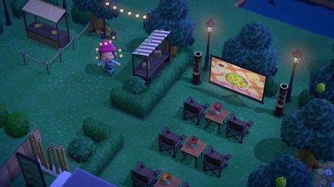 Animal Crossing Outdoor Movie Theater, Acnh Outdoor Movie Theater, Theatre Background, Outdoor Movie Theater, Background Animal, Ticket Booth, Outdoor Movie, Movie Theater, Movie Night