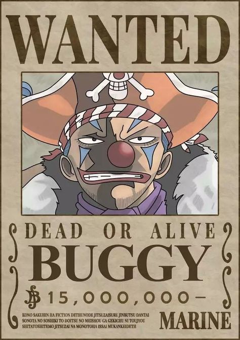 Buggy Wanted Poster, Wanted One Piece, Buggy One Piece, One Piece Bounties, Rock Garden Design, Wanted Poster, Lightroom Tutorial Photo Editing, Happy Birthday My Love, Dead Or Alive