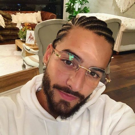 maluma: Un flowcito 🔥 Cornrow Hairstyles For Men, Braids For Boys, Rimless Glasses, Chevy Express, Black Men Hairstyles, Mens Braids, Mens Braids Hairstyles, Occult Art, Corte De Cabelo Masculino