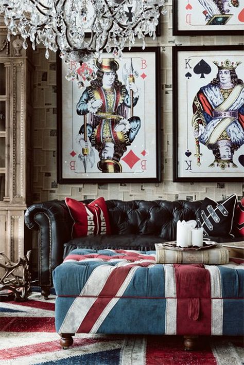 Union Jack Decor, Kartu Remi, Vibeke Design, Canapé Design, Cool Ideas, Union Jack, A Living Room, Interior Inspiration, Game Room