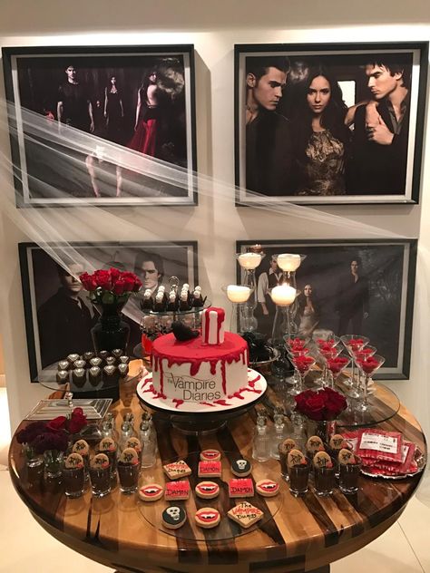 Vampire Diaries Party Food, Tvd Themed Birthday Party, The Vampire Diaries Themed Party, The Originals Birthday Theme, Gothic 18th Birthday, The Vampire Diaries Birthday Cakes, Tvd Themed Party, Vampire Diaries Birthday Theme, Tvd Birthday Party