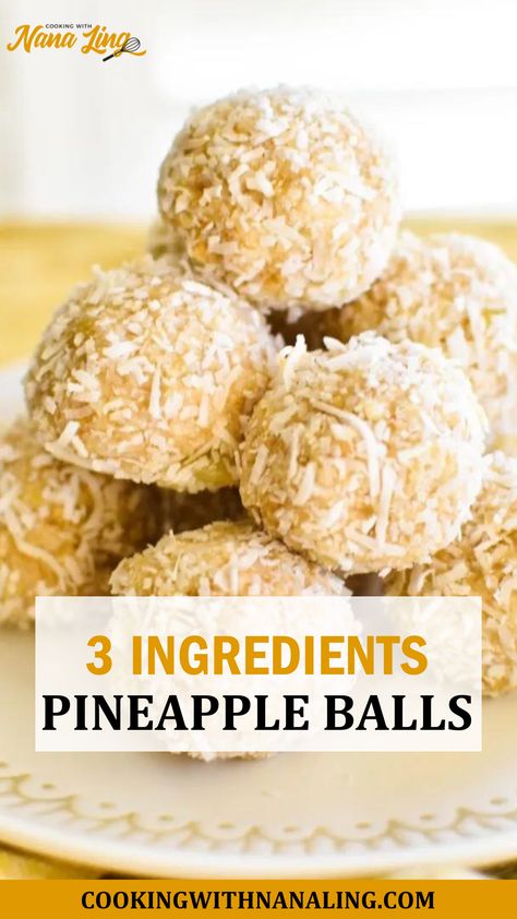 Here is a Pineapple Balls 3 Ingredient Pecan Log, Appetizers Desserts For Party, Pineapple Coconut Balls, Pineapple Christmas Balls Recipe, Coconut Candy Recipe 3 Ingredients, Pineapple Treats For Party, Pineapple Balls Recipe, Boozy Pineapple Bites, Recipes Using Dried Pineapple