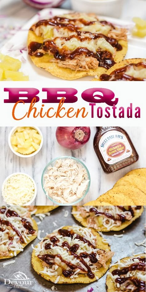 Homemade Tostada Shells, Tostada Shells, Appetizer Dinner, Chicken Pineapple, Bbq Sauce Chicken, Chicken Tostadas, School Lunch Recipes, Bowl Party Food, Low Carb Meal Plan