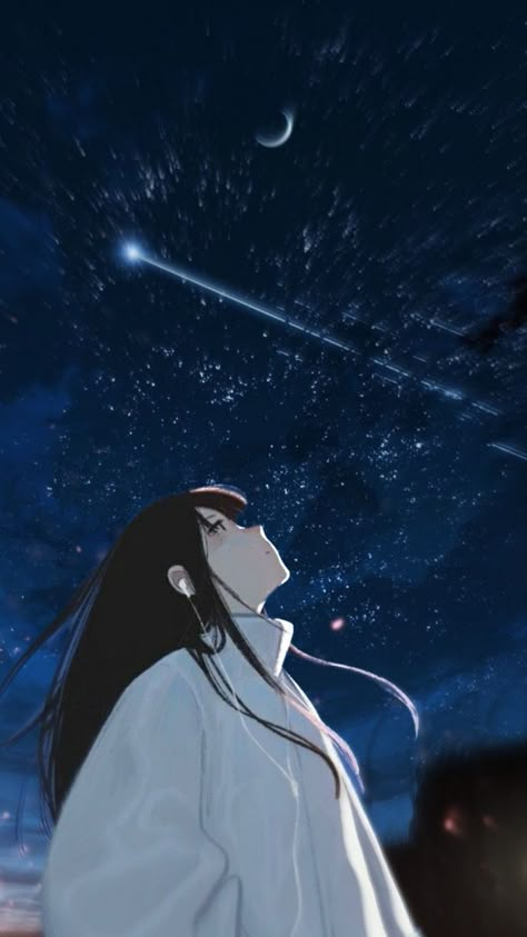 Night Sky Drawing, Luna Anime, Headphone Aesthetic, Sky Anime, Anime Stars, Sky Stars, Love Animation Wallpaper, K Wallpaper, Anime Backgrounds Wallpapers