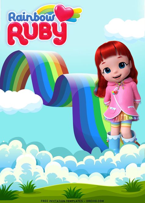 Ruby Birthday Theme, Rainbow Ruby Birthday Theme, Rainbow Party Theme, Ruby Rainbow, Rainbow Ruby, Rainbow Theme Party, Daughter's Birthday, Free Printable Birthday Invitations, Free Printable Invitations