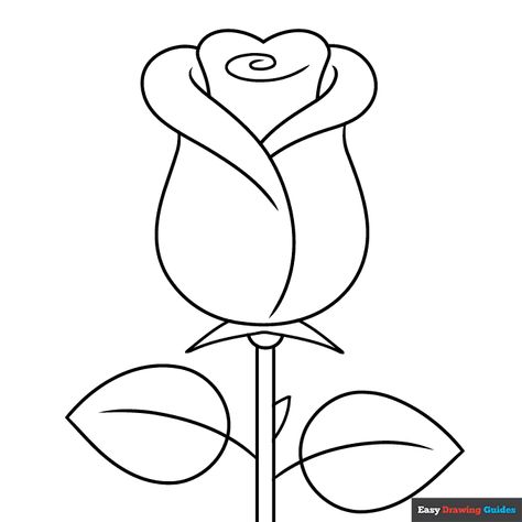 Printable Rose Template, Rose Coloring Pages Free Printable, Rose Template Free Printables, Simple Rose Outline, Rose Flower Outline, Flower Drawings With Color, Simple Rose Drawing, Rose Outline Drawing, Esperanza Rising