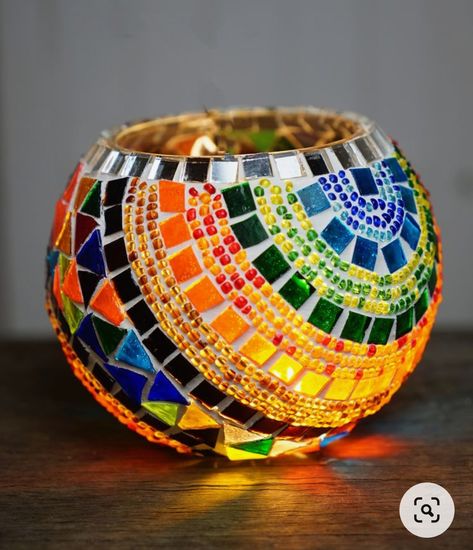 Mosaic Bowling Ball, Mosaic Candle Holders, Table Candle Holders, Mosaic Candle, Turkish Mosaic Lamp, Mosaic Flower Pots, Marble Candle Holder, Mosaic Art Projects, Mosaic Tile Art