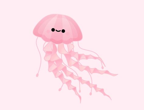 Chibi Jellyfish, Cute Jellyfish Drawing, Kawaii Jellyfish, Jellyfish Wallpaper, Jellyfish Illustration, Cute Jellyfish, Pink Jellyfish, Jellyfish Design, Jellyfish Art