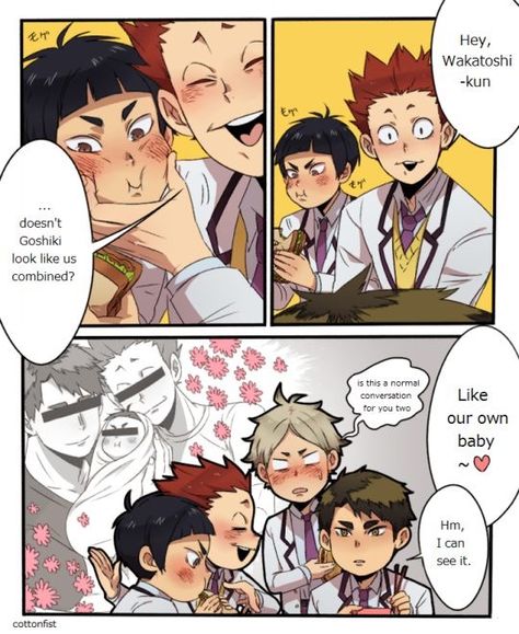 this is what happens when u go to shiratorizawa Ushijima X Tendou, Goshiki Tsutomu, Wakatoshi Ushijima, Semi Eita, All Out Anime, Hiro Big Hero 6, Anime Bebe, Ushijima Wakatoshi, Haikyuu Meme