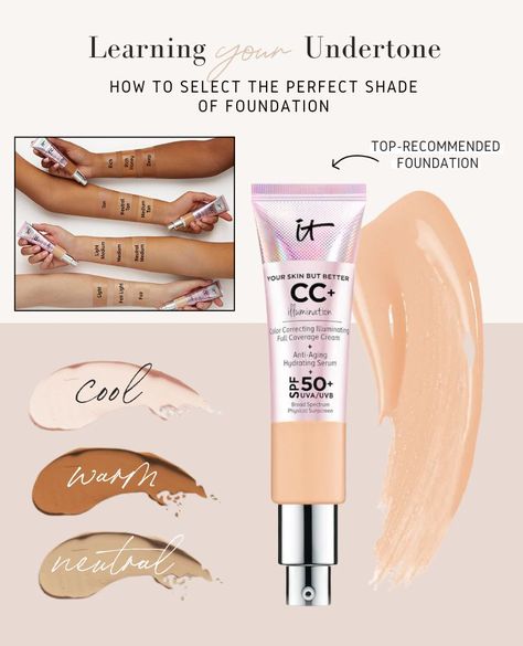 Easy tips and tricks for finding your skin undertone and selecting the perfect shade of foundation on daniellegervino.com | beauty tips, makeup tips, foundation finder Find Your Undertone, Makeup Tips Foundation, Skin Undertones, How To Match Foundation, Full Makeup, Physical Sunscreen, Neutral Undertones, Yellow Beige, Foundation Shades