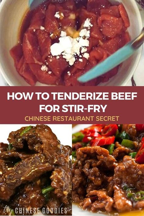 How To Tenderize Beef, Tenderize Beef, Meat Tenderizer Recipe, Peper Steak, Chinese Beef Recipes, Beef Stir Fry Recipes, Homemade Chinese Food, Mongolian Beef Recipes, Asian Beef