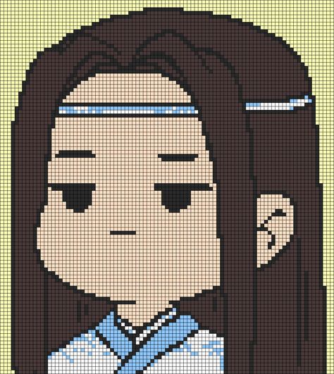 Alpha Pattern Ghibli, Gojo Alpha Pattern, Anime Alpha Pattern, Crochet Alpha Pattern Anime, Mdzs Cross Stitch, Anime Pixel Art, Crochet Tapestry, Crochet Chart, Alpha Patterns