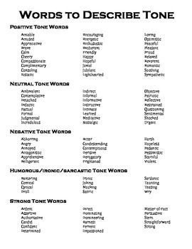 Tone, Diction, and Syntax Words Reference Sheet Common Adjectives, Tone Words, Word Reference, Rhetorical Analysis, Writing Dialogue Prompts, Creative Writing Tips, Essay Writing Skills, Descriptive Words, Reference Sheet