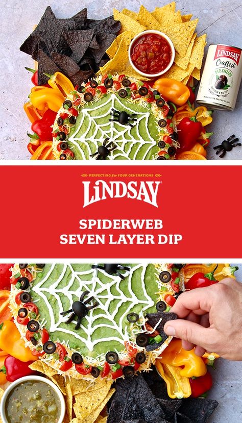 Spiderweb Dip, Halloween Dips, Dip Board, Halloween Dip, Chinese Chicken Salad Recipe, Halloween Party Appetizers, Seven Layer Dip, Perfect Halloween Party, Chinese Chicken Salad