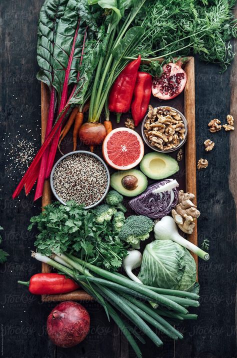 Food: Collection Of Raw Food, Fruits And Vegetables On A Tablet | Stocksy United Food Photography Vegetables, How To Boost Your Immune System, Raw Vegan Diet, Vegetables Photography, Food Collection, Boost Your Immune System, Fiber Rich, Food Choices, Holistic Nutrition