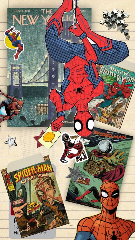 🕸 #spiderman #collage #marvel #collage Marvel Collage Aesthetic, Marvel Collage, Spiderman, Comic Books, Comic Book Cover, Marvel, Comics, Collage, Book Cover