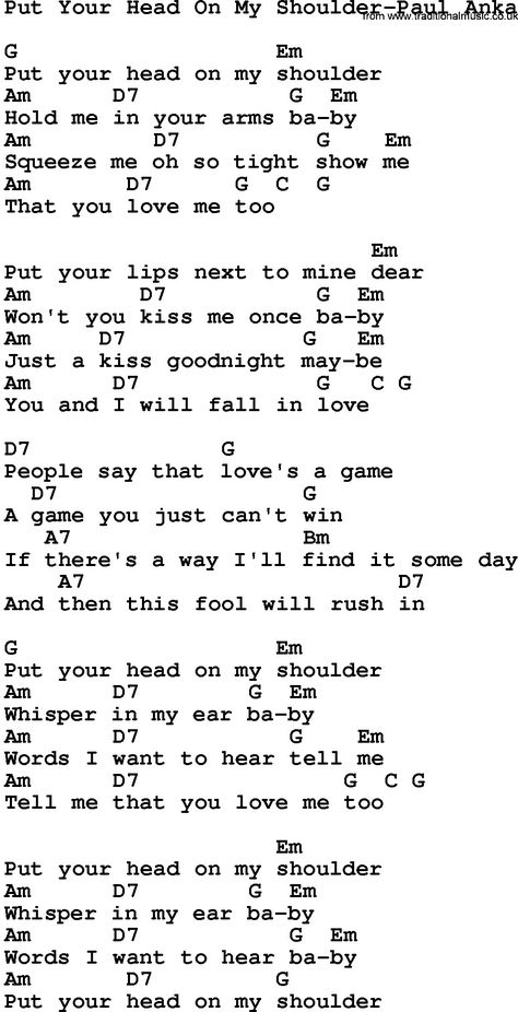 Put your head on my shoulder 🎶 Paul Anka Paul Anka Put Your Head On My Shoulder, Lyrics And Chords Guitar, Fingerpicking Ukulele Songs, Disney Ukulele Songs, Disney Ukulele, Songs For Guitar, Akordy Na Ukulele, Ukulele Fingerpicking Songs, Ukulele Tabs Songs