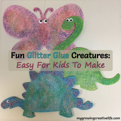 Glitter Crafts Preschool, Glitter Glue Crafts For Kids, Crafts With Glitter Glue, Glitter Paper Crafts Diy, Glitter Projects For Kids, Glitter Glue Art, Glitter Glue Crafts, Construction Paper Projects, Quick Easy Crafts