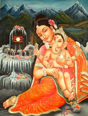 Goddess Parvati | Goddess Parvati and Lord Ganesh Pictures | Hindu Devotional Blog Baby Ganesha, Divine Mother, Shiva Art, Sambo, God Pictures, Hindu Deities, Indian Gods, Hindu Art, Lord Ganesha