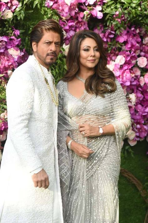 Shah Rukh Khan and Gauri Khan steal the show at Akash Ambani and Shloka Mehta's wedding | Filmfare.com Shahrukh Khan Family, Ayan Mukerji, Gauri Khan, Karan Johar, Aamir Khan, Shah Rukh Khan, Shahrukh Khan, We Fall In Love, Bollywood Actors