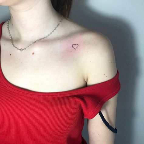 Realistic Heart Tattoo, Tiny Heart Tattoos, Tattoo Filler, Gold Tattoo, Collar Bone, Tiny Heart, Heart Tattoo, Infinity Tattoo, Jesus Fish Tattoo