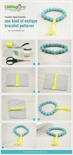 How to Make a Buddhist Prayer Beads Bracelet with Turquoise and Nylon Thread Bracelet With Ribbon, Diy Tassel Necklace, Mala Beads Diy, Buddhist Beads, Prayer Bead Bracelet, Hemp Bracelet, Yellow Bracelet, Buddhist Prayer, Beautiful Bracelets