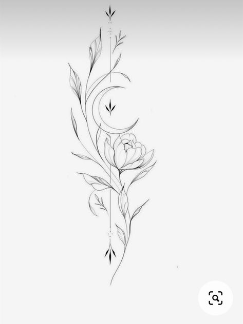 Fineline Geometric Tattoo, Shin Tattoos, Sam Tattoo, Flower Vine Tattoos, Astrology Tattoo, Muster Tattoos, Moon Tattoo Designs, Small Girl Tattoos, Vine Tattoos