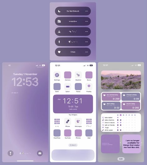 Lavender Phone Layout, Purple Ios Aesthetic, Lavender Homescreen Layout, Lavender Homescreen Aesthetic, Speak Now Homescreen Layout, Ios 16 Wallpaper Ideas Purple, Ipad Home Screen Layout Purple, Ios Purple Aesthetic, Purple Wallapers Aesthetics