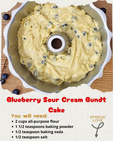 Blueberry Sour Cream Bundt Cake, Blueberry Sour Cream Cake, Blueberry Sour Cream Coffee Cake, Blueberry Bundt Cake Recipes, Sour Cream Bundt Cake, Easy Bundt Cake Recipes, Blueberry Desserts Recipes, Blueberry Bundt Cake, Easy Bundt Cake