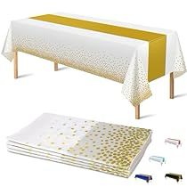 Friendsgiving Party Decorations, Gold Tablecloth, Gold Table Runners, First Communion Decorations, Communion Decorations, Baby Shower Bbq, Picnic Wedding, Plastic Table Covers, Party Table Cloth