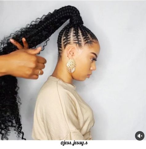 Braided Hairstyles For Black Women Ponytail Braids, Braided Ponytail Hairstyles Black Women Feed In, Braided Hairstyles With Ponytail, Braid Ponytail For Black Women Updo, Braided Ponytail Curly Ends, Hair Braided Into Ponytail Black, Feed In Braided Ponytail Hairstyles Black Women, Corn Roll Ponytail Hairstyles, High Ponytail Cornrows With Curls