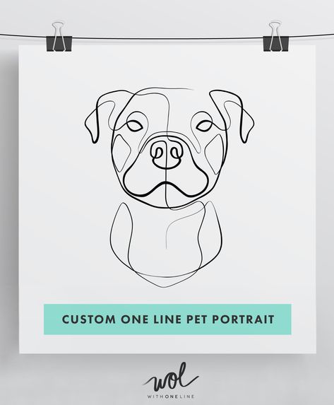 Minimal Staffy in one continuous line by Dane Khy Staffy Tattoos, Pitbull Drawing, Dog Face Drawing, Dog Line Drawing, Memorial Portrait, Pitbull Art, Dog Line Art, Bull Tattoos, Personalized Art Print