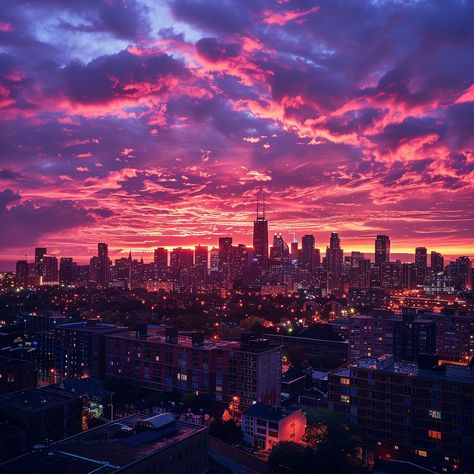 Sunset City Silhouette: A breathtaking #sunset paints the sky in vivid shades of pink and purple over the #cityscape. #skyline #dusk #vibrant #aiart #aiphoto #stockcake ⬇️ #Download and 📝 #Prompt 👉 https://stockcake.com/i/sunset-city-silhouette_363858_239534 Purple Skyline, City Sunset, City Silhouette, Purple Sunset, Sunset City, Silhouette Images, Summer Landscape, Dream City, Sunset Painting