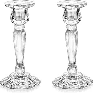 Glass Candle Holders Candlestick Holders – Romadedi Taper Crystal Candle Holder Candle Stick Holder for Dining Table Decoration Christmas Living Room Fireplace Mantle Wedding Decor, 2Pcs Fireplace Mantle Wedding Decor, Mantle Wedding Decor, Living Room Fireplace Mantle, Table Decoration Christmas, Living Room Fireplace, Elegant Candle Holders, Long Candles, Candle Stick Decor, Dining Table Decoration