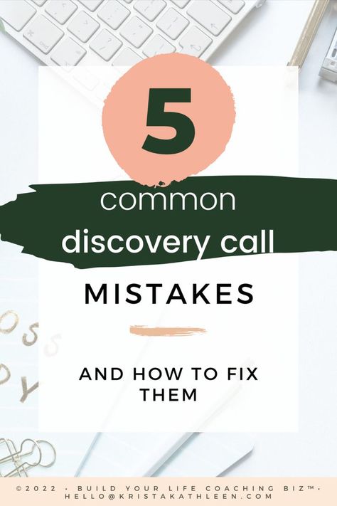 If you want to work with private life coaching clients then you’re going to need to learn how to host discovery calls or also known as a sale consult.

A discovery call is a free conversation usually 30 minutes or less that will help you to answer all of your potential client’s questions and determine if their needs are a good fit for your coaching offer. 

In this video you’ll learn the 5 most common mistakes life coaches make on discovery calls and simple ways to fix them. Coaching Clients, Online Coaching Business, Private Life, Discovery Call, Online Coaching, Life Coaching, Questions To Ask, Coaching Business, Life Coach