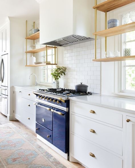 The first thing these customers chose for their home renovation was this stunning Classic Volnay in Dark Blue with a Brass trim. Credit: @housemilldesign Order your new Lacanche before the 16th of December price increase. Serious Cookers for Serious Cooks™ #lacanche #lacancheuk #mylacanche #rangecooker Custom Vent Hood, Lacanche Range, Custom Vent Hoods, Modern Floating Shelves, Oak Floating Shelves, Design Your Kitchen, Vent Hood, Range Cooker, Gorgeous Kitchens